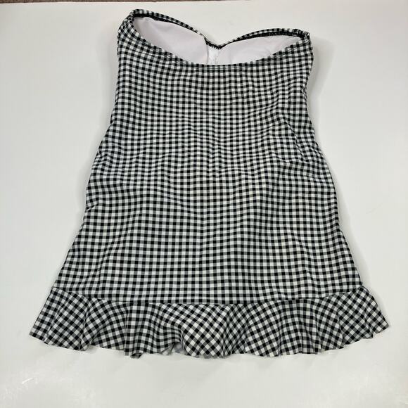 Allen B by Allen Schwartz | Black Gingham Strapless Swimsuit One Piece Womens 8 - Picture 5 of 6